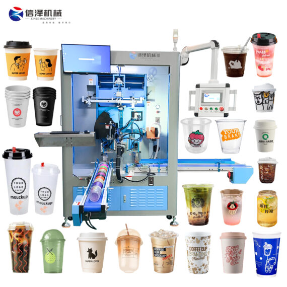High-Precision Fully Automatic Six-Colour Cup and Glass Bottle Screen Printing Machine with CCD Camera Colour Positioning