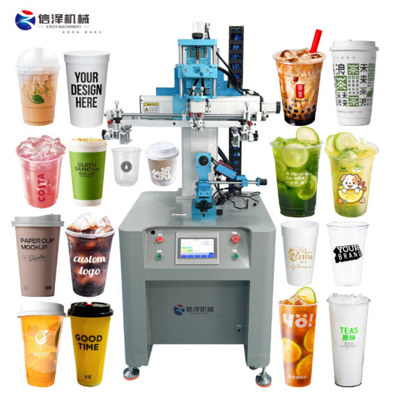 New Functional Semi Automatic Screen Printing Machine for Rotary Curved Containers Plastic Paper Cups Pattern Printing