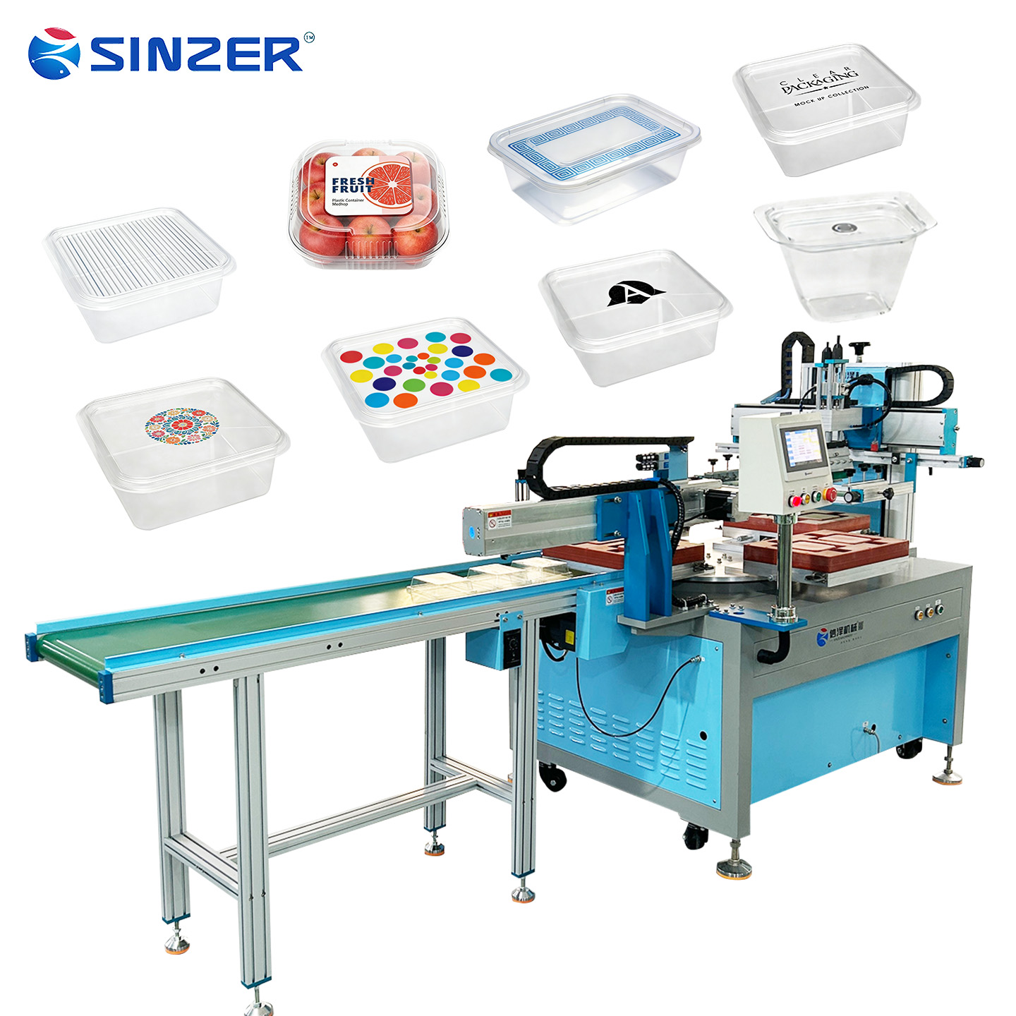 High Precision 4 Position Rotary Screen Printing Machine for Plastic Boxes Disposable Plastic Fresh-Keeping Boxes