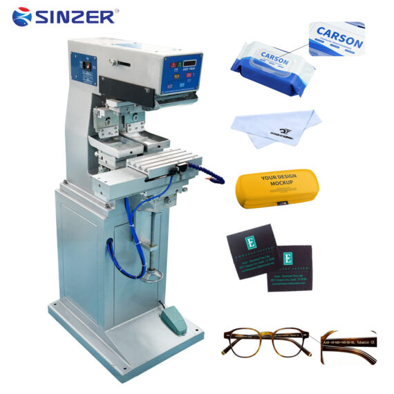 High Quality Pneumatic Drive Cylinder System 2 Color tampo Printing Machine with Control Panel for Key-chain Lighter Pen