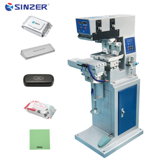 2026 New Model Two-Color Flat Semi-Automatic Pad Printer Machine with Height Adjustment Knob for Bicycle Helmet Massage Ball