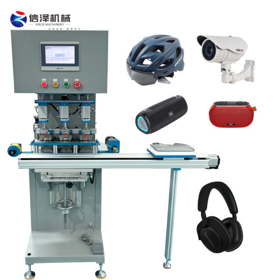 Wholesale Industrial Grade Desktop 3 Color Pad Printing Machine for Helmets Mini Speaker and Headphones