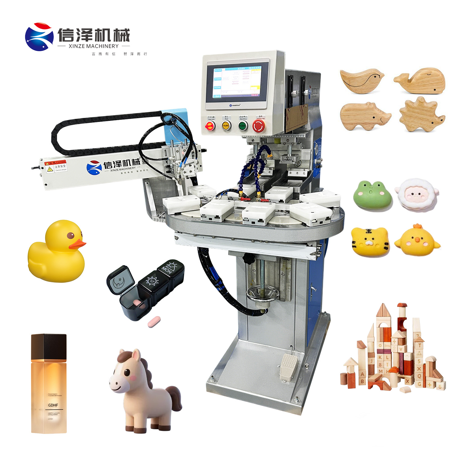 Multi-Functional 2 Color 8-Station Pad Printing Machine Touchscreen Custom Printer for Mouse Colorful Balls
