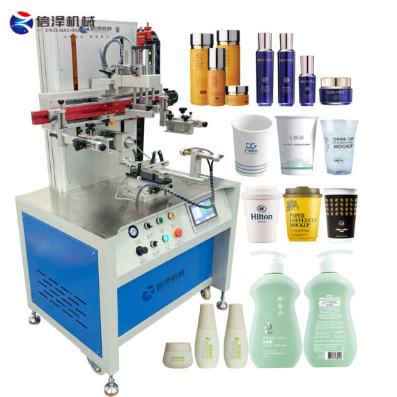 Efficient Semi-Auto Dual Servo Curved Screen Printing Machine with Quick Mesh Adjustment for Cosmetic Tubes Jars