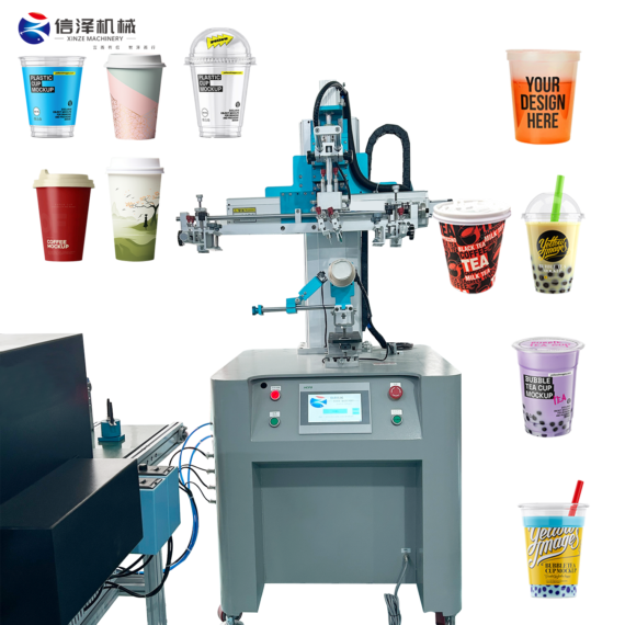 User-friendly Accurate Multicolor Semi-auto Screen Printing Machine with LED Curing for Plastic Glass Tubes Cups Printing