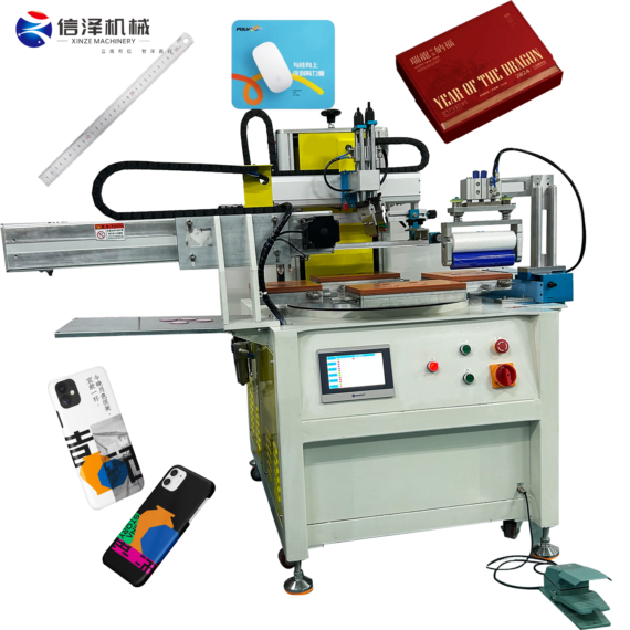 Hot Sale 1 Color Screen Printing Machine for Rulers Wooden Bottle Cap Nameplate with Dust Removal