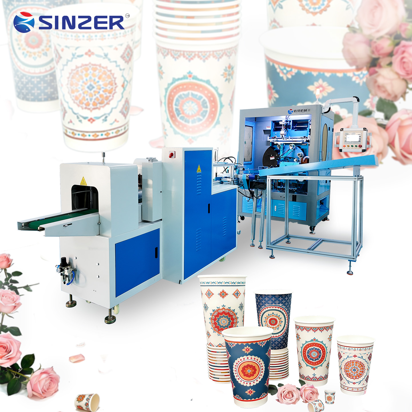 Fully Automatic Multi-colour Paper Cup Curved Surface Screen Printing Machine with Packaging Integrated Machine for Juice Cup