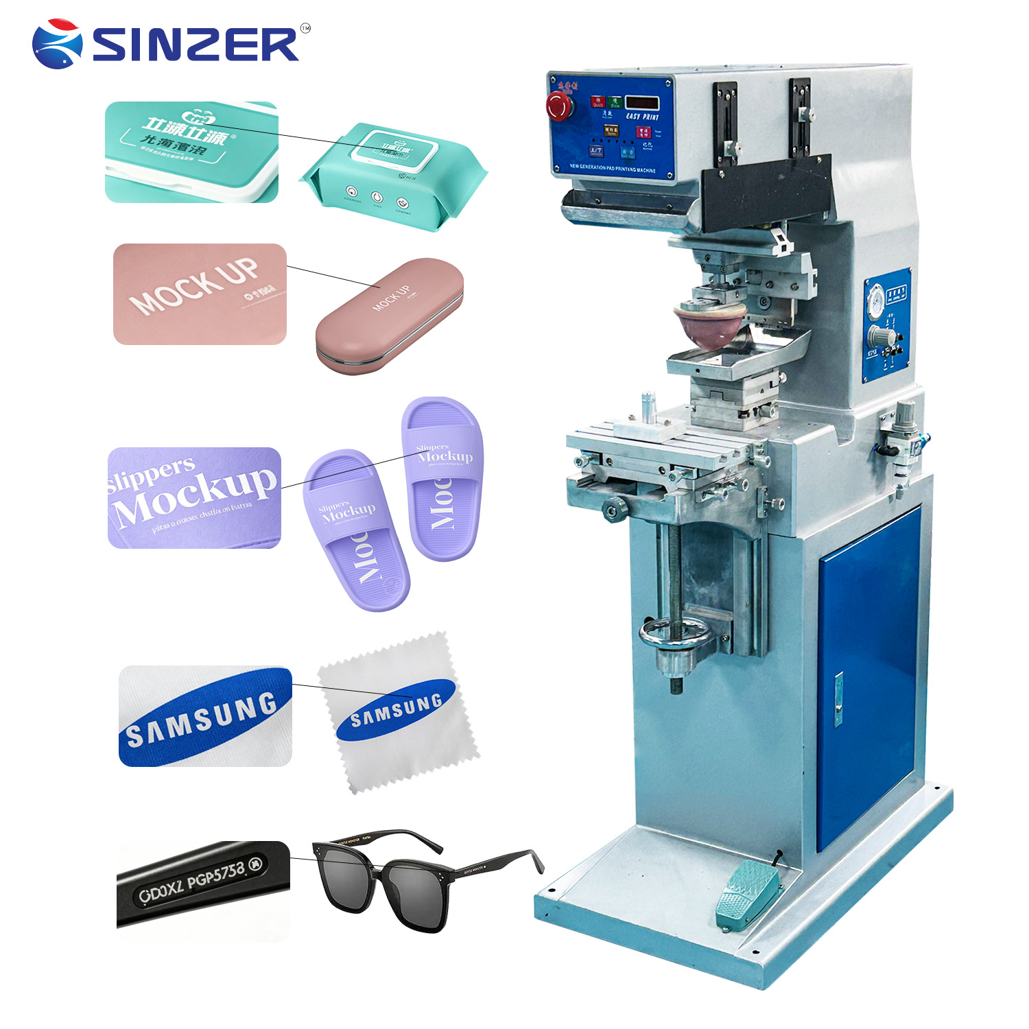 Hot-Selling Pneumatic Drive Single Color 1-Station Pad Printing Machine with Control Panel for Tumbler Building Blocks