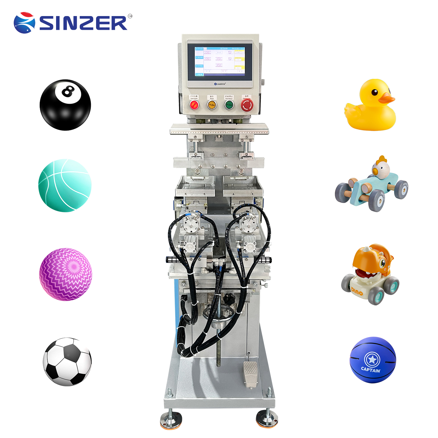 Top Selling Electric Drive Touchscreen Operation 1 Color 2-Stations Pad Printing Machine for Christmas Balls and Safety Helmets