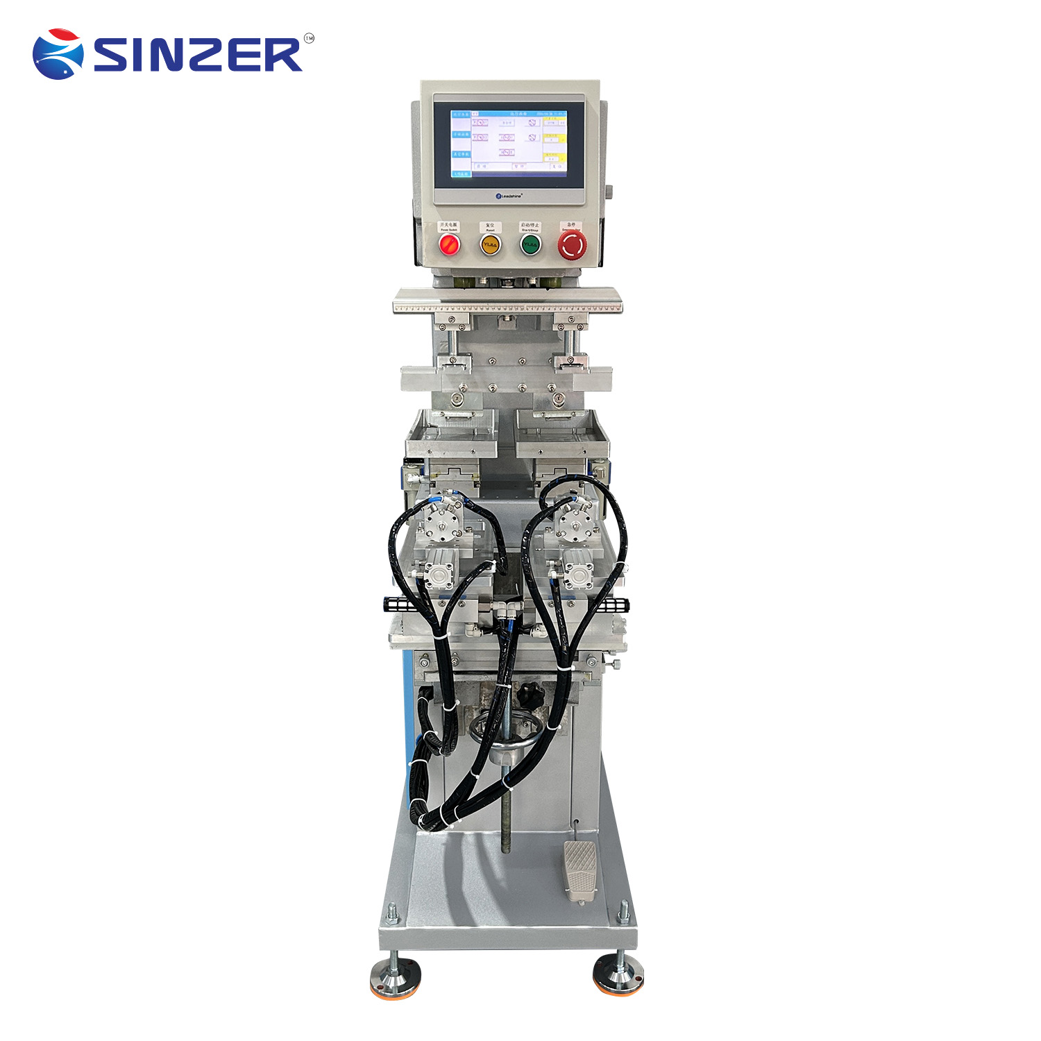Factory Price 2-Print Head 2-Stations Semi-Automatic Pad Printing Machine with Ink Cup for Ping Pong Balls and Golf Balls