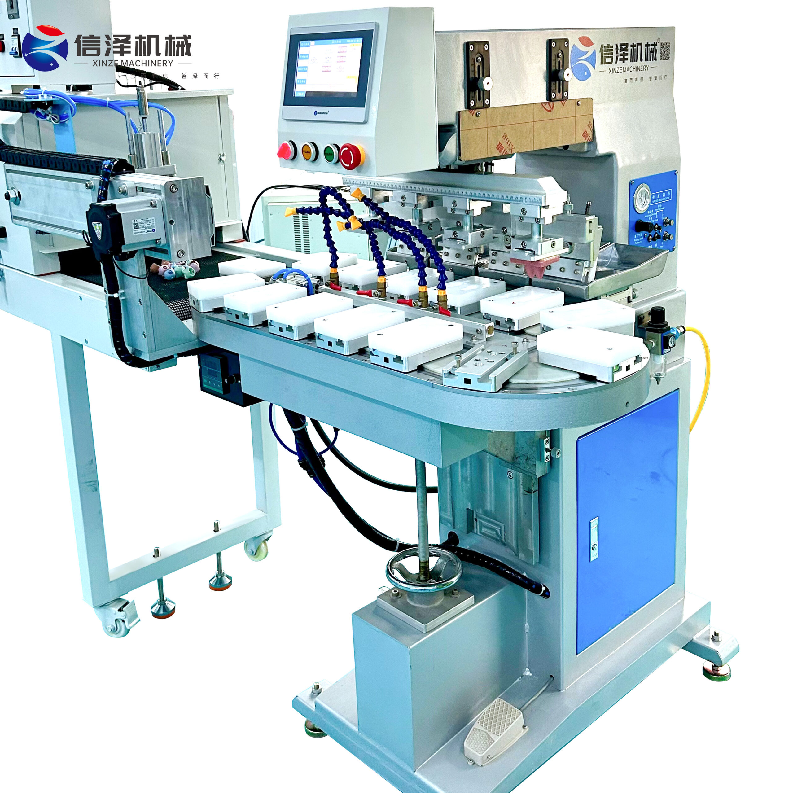 Hot Selling Semi Automatic Four Color Pad Printing Machine with Servo Drive and Touchscreen for Plastic Metal and Glass Surfaces