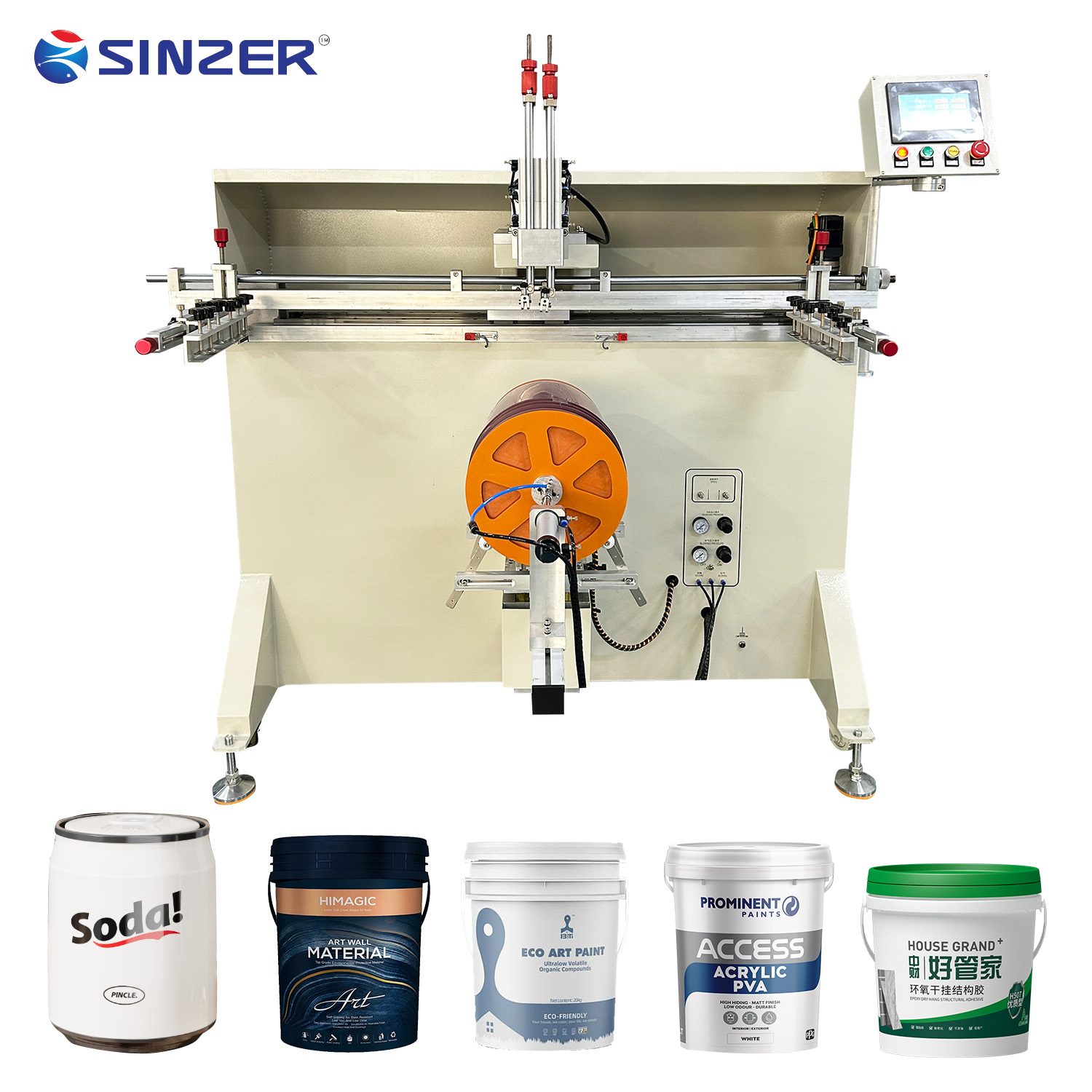 High Precision Semi-Automatic Chemical Drum Screen Printing Machine With PLC Touchscreen And Servo Rotary Station