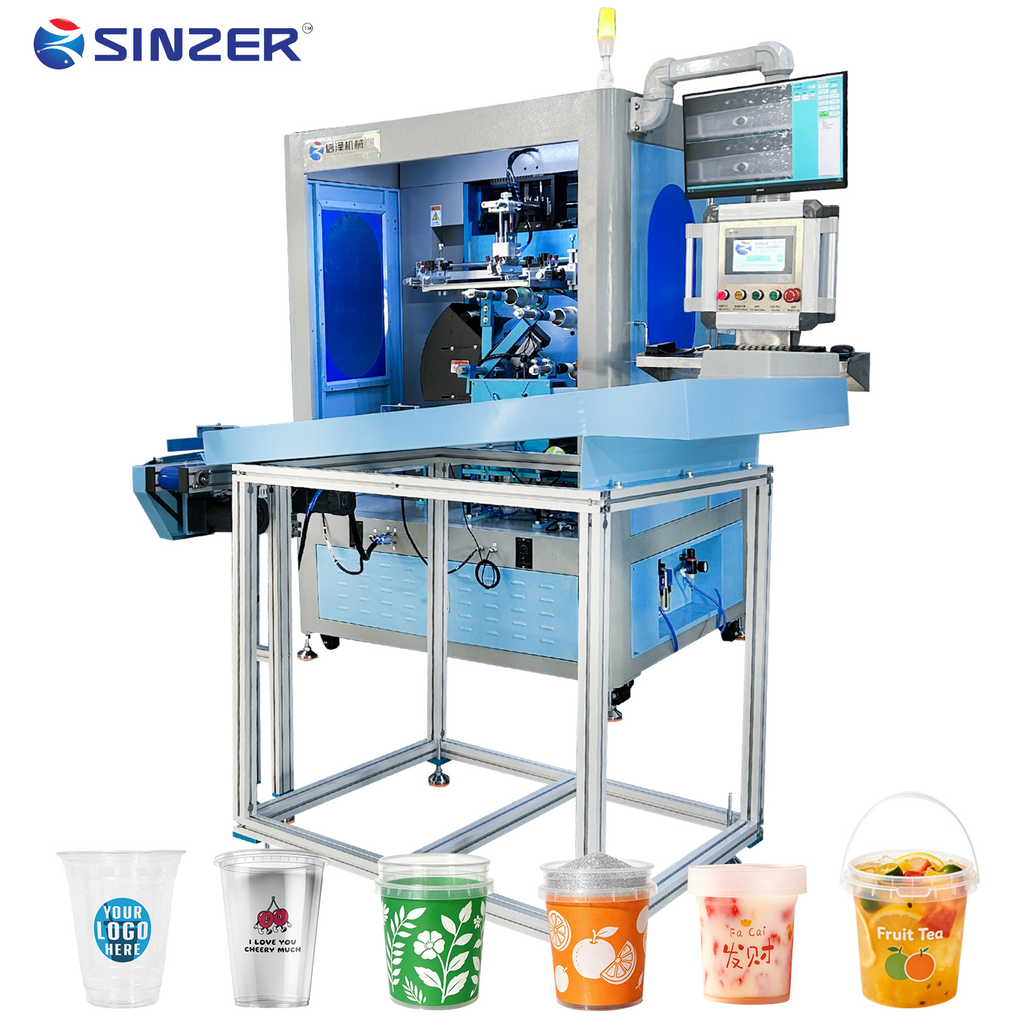 Factory Price Full Auto 8 Station CCD Vision Alignment Cup Screen Printing Machine for Disposable Plastic Milk Tea Cup