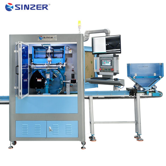 Easy to Operate 8 Station Multi-Color Silk Screen Printer machine with Plasma Pre-treatment for Ceramic Tubes Glass bottles
