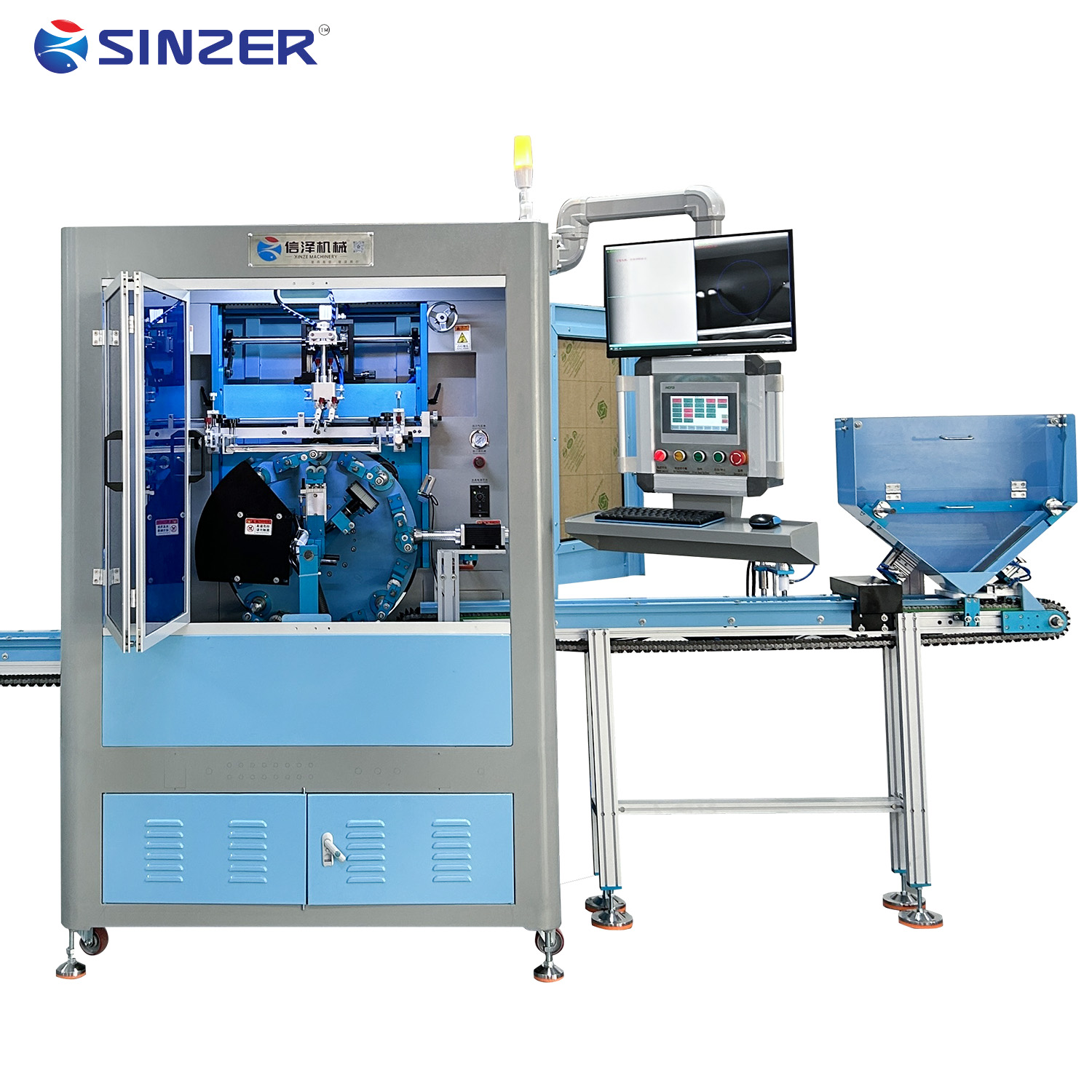Easy to Operate 8 Station Multi-Color Silk Screen Printer machine with Plasma Pre-treatment for Ceramic Tubes Glass bottles
