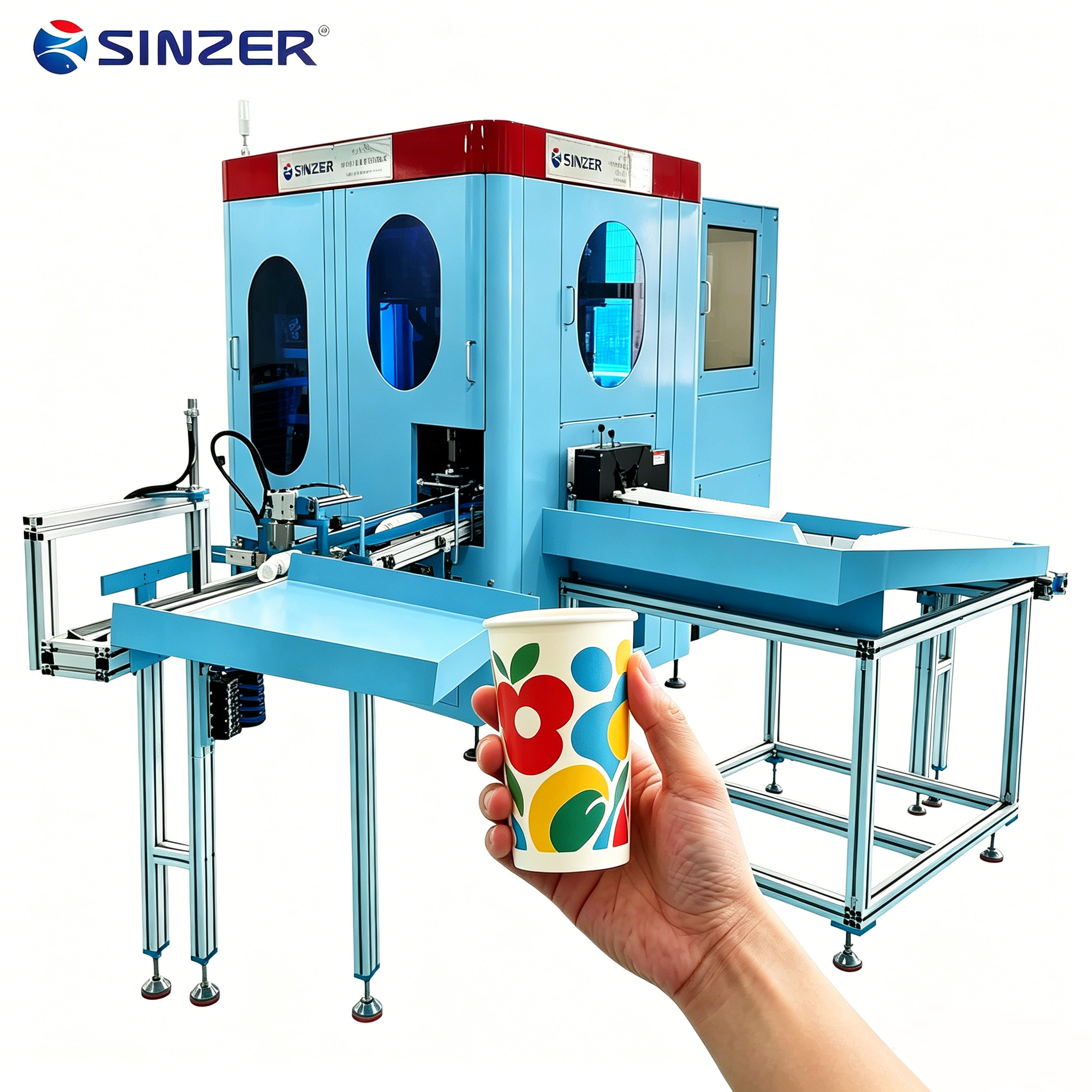 Professional Single Pass CMYKW Digital UV Printer for 54mm Printers Machine with Automatic Feeding and Unloading for Plastic Foam Aluminum Cups
