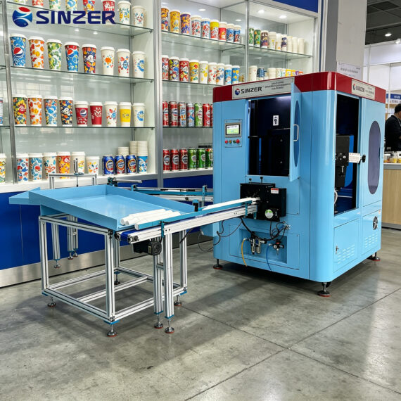 1800-3000PCS/H Single Pass CMYKW 6 Station Digital Printing Machines with Dual Ricoh G5 for Custom Logo Cup Printing