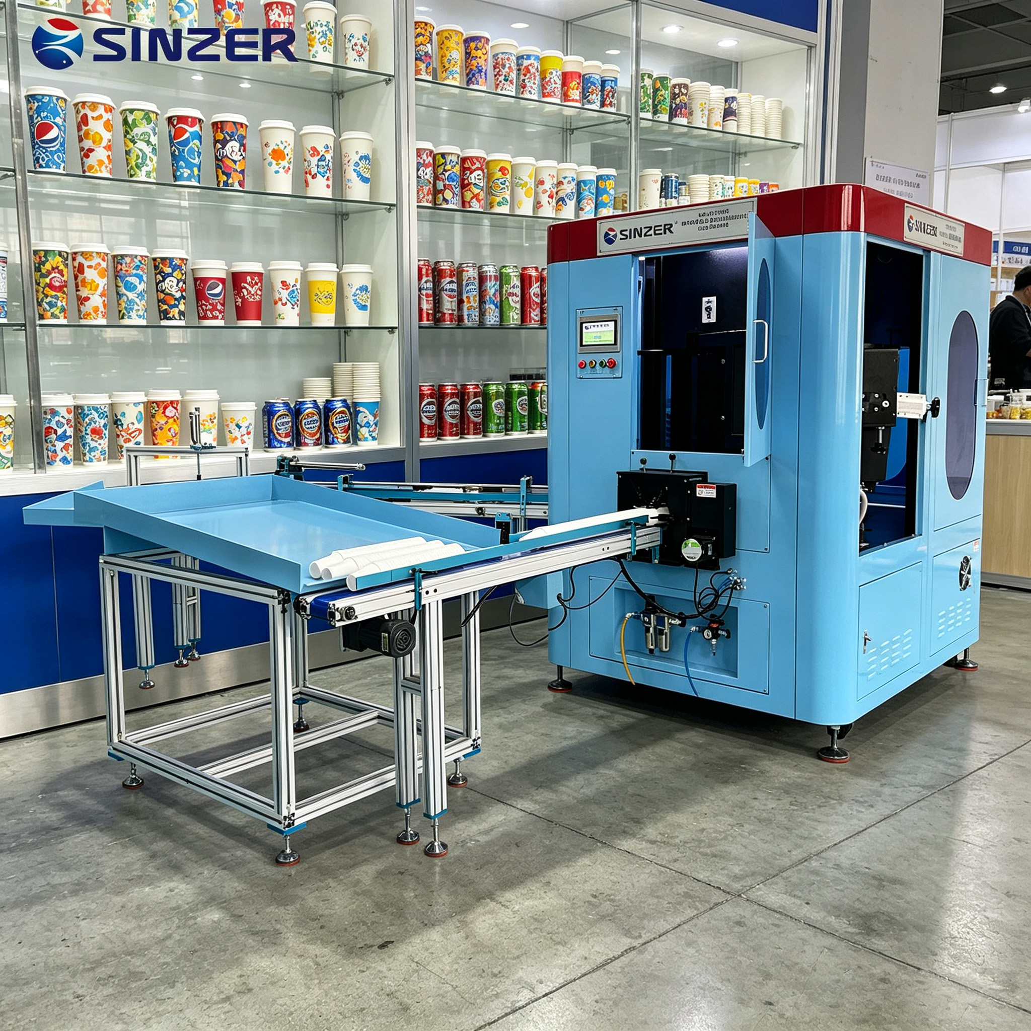 1800-3000PCS/H Single Pass CMYKW 6 Station Digital Printing Machines with Dual Ricoh G5 for Custom Logo Cup Printing