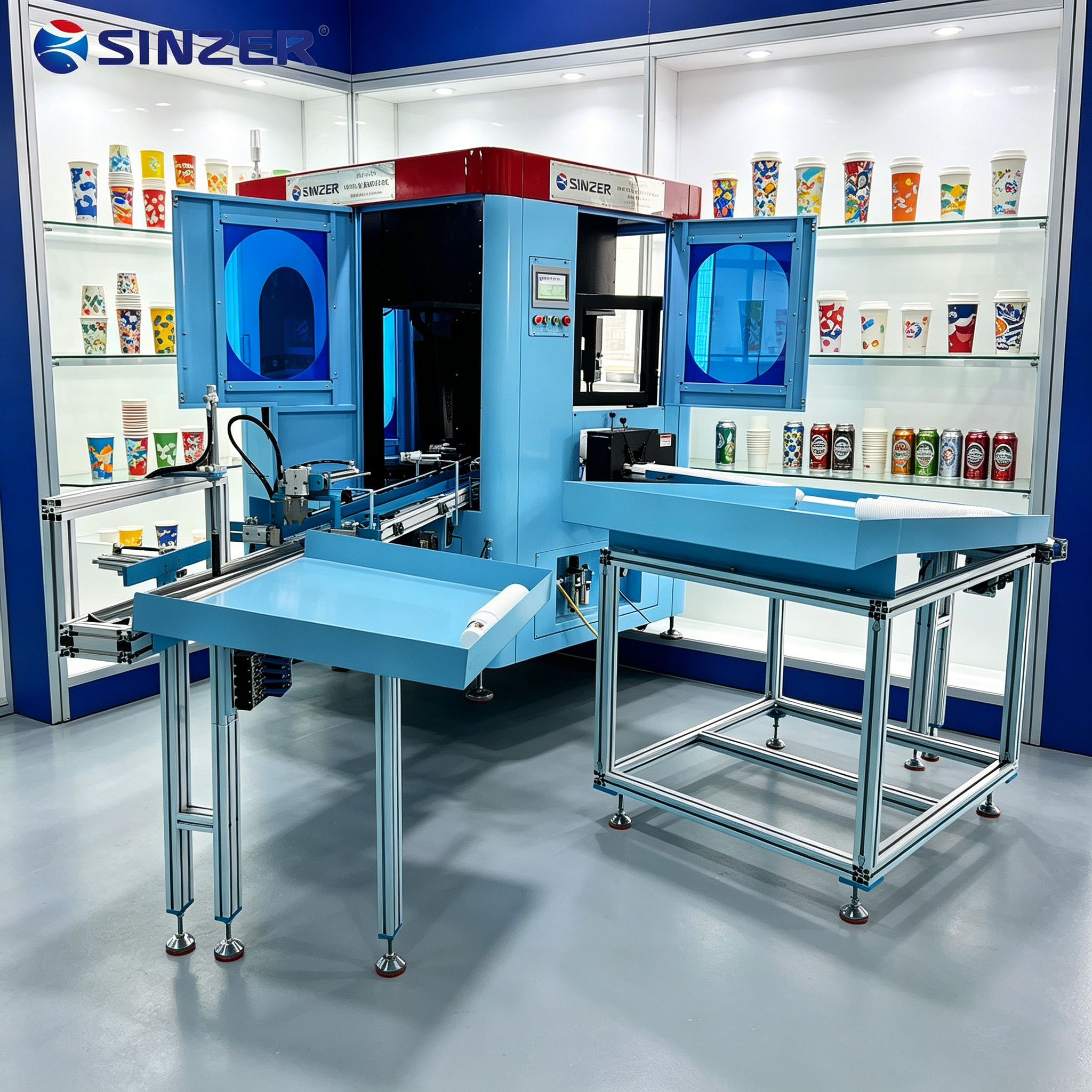 1800-3000PCS/H Single Pass 6-station Digital Inkjet Printer with Multi Ricoh G5 for Paper Cups and Custom Containers