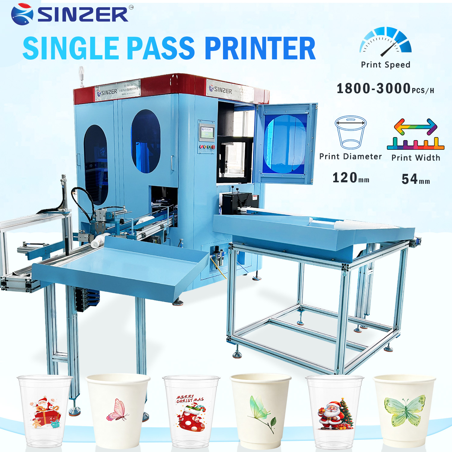 CMYKW 5 Color Printer Quick Pattern Adjust Digital Printing Machine for Coffee Paper Cups and Milk Tea Plastic Cups