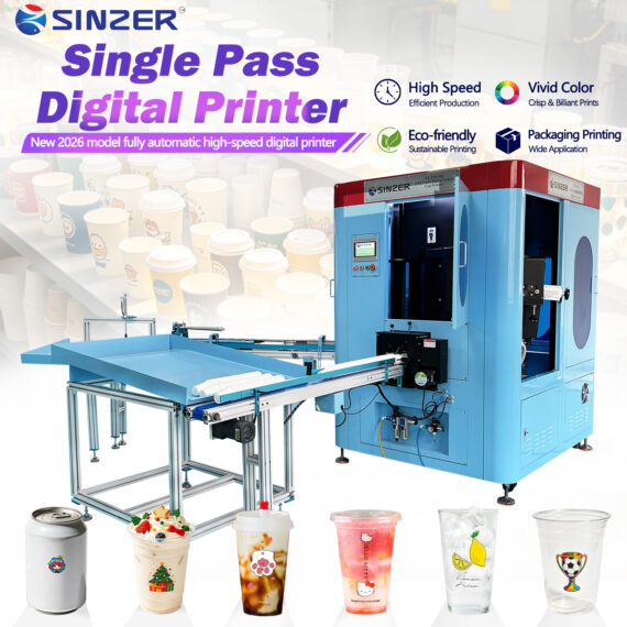 1800-3000PCS/H Multiple Print Heads One Pass 6 Station Digital Printer with Air-blow discharge for Paper Foam PP and PET Cups