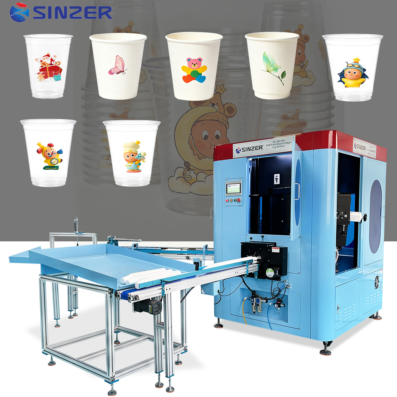 Small MOQ Customizable Print Head Printer CMYKW Five Color Single Pass Digital Inkjet Printing Machine For Round Plastic Container Printing