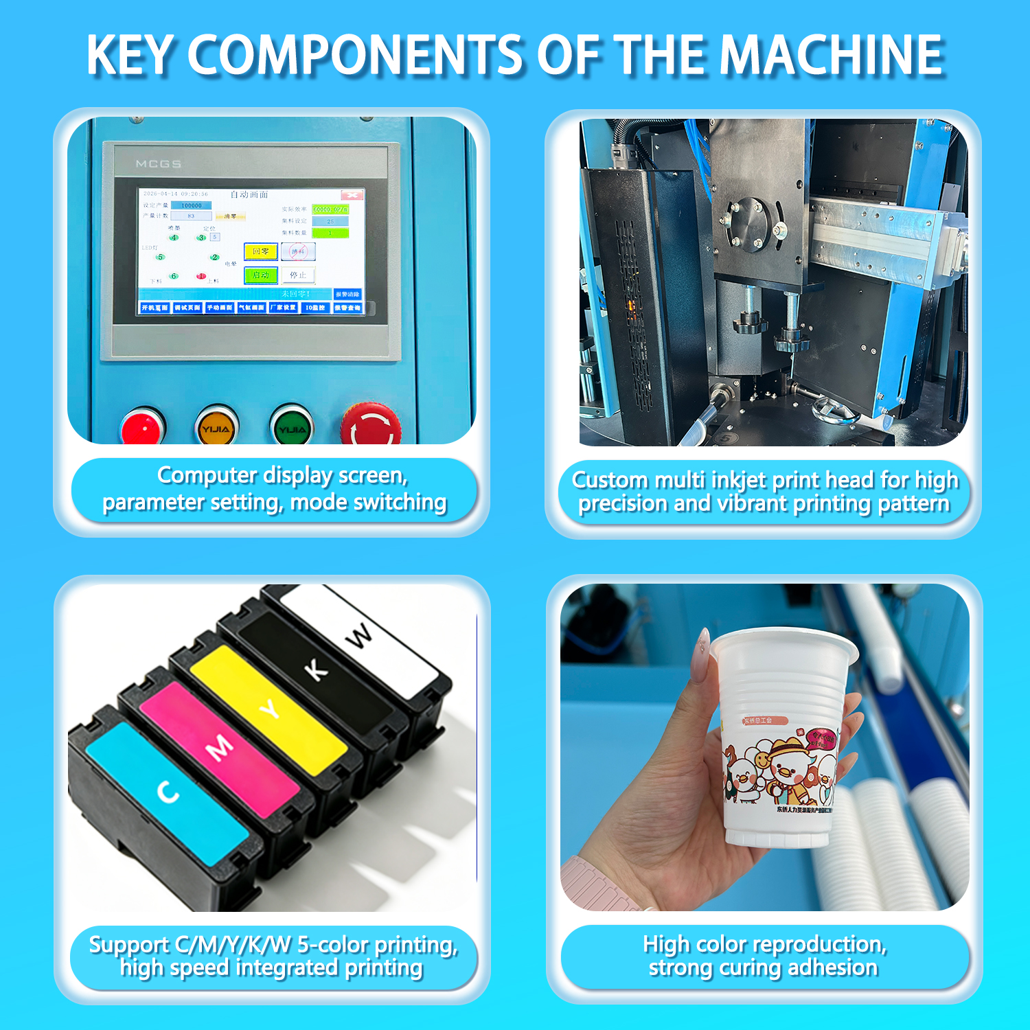 1800-3000PCS/H Factory Price Fully Automatic Single Pass CMYKW Cup Digital Printer Machine with LED Dryer System for PP PET PS Cups - Image 3