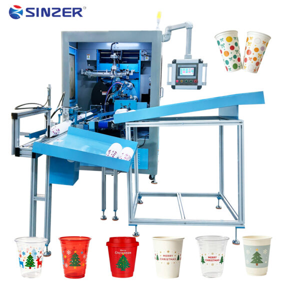 Multi Functional Fully Automatic Multi-Color Cup Silk Screen Printer with Blow Air Feeding for Carbonated Beverage Cup Glass Bottles