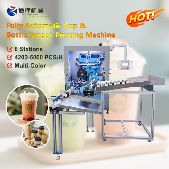 Multi Function fully Automatic Cup Screen Printing machine with LED Dryer System for bottle and Ice Cream Cones