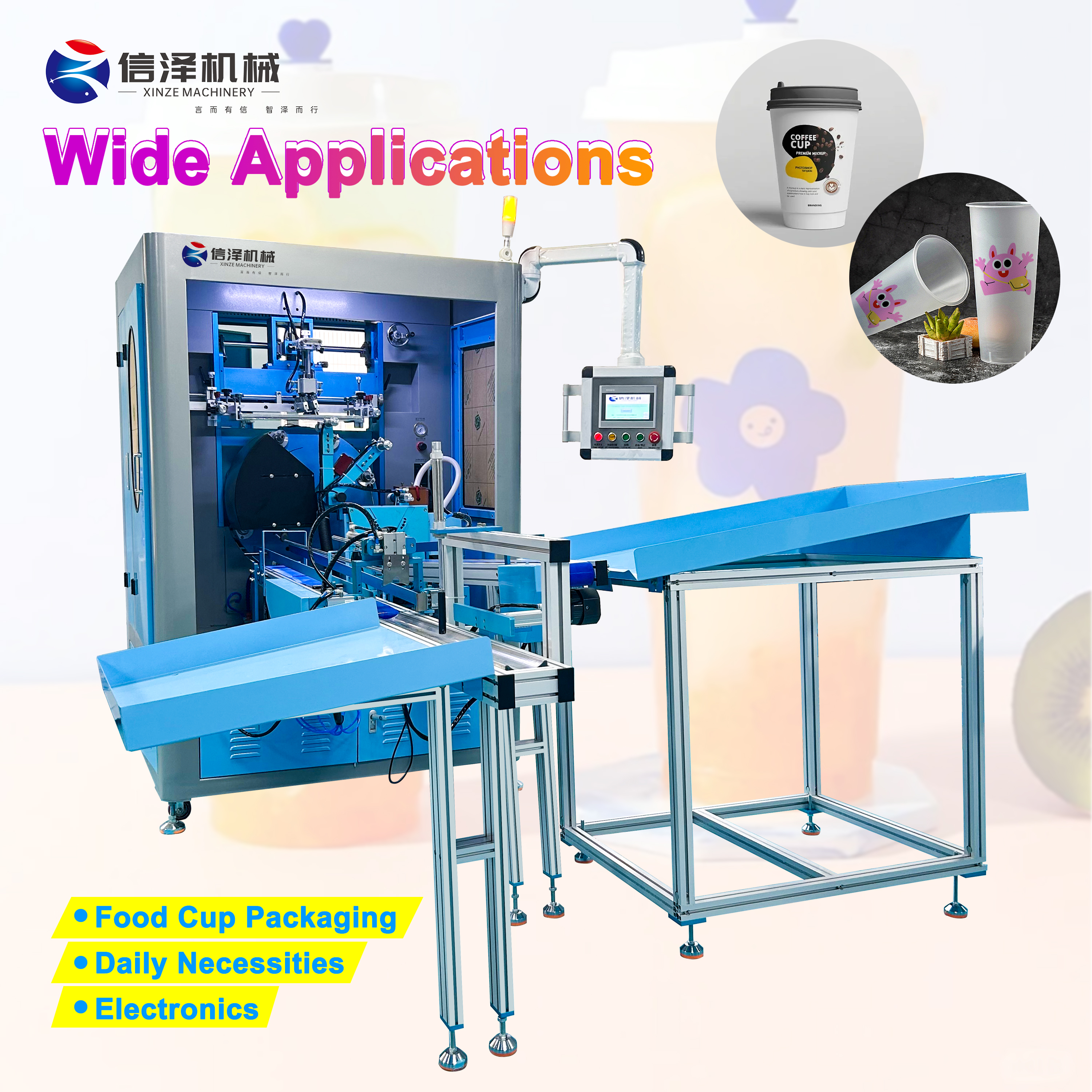 Factory Direct Fully-automatic 360 Degree Screen Printing Machine with Color Sensor system for Plastic Foam Curved Surface Cups