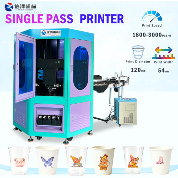 One-Pass Digital Inkjet Printing Machine Fully Automatic 8-Station CMYK+W for Printing on Plastic Cups
