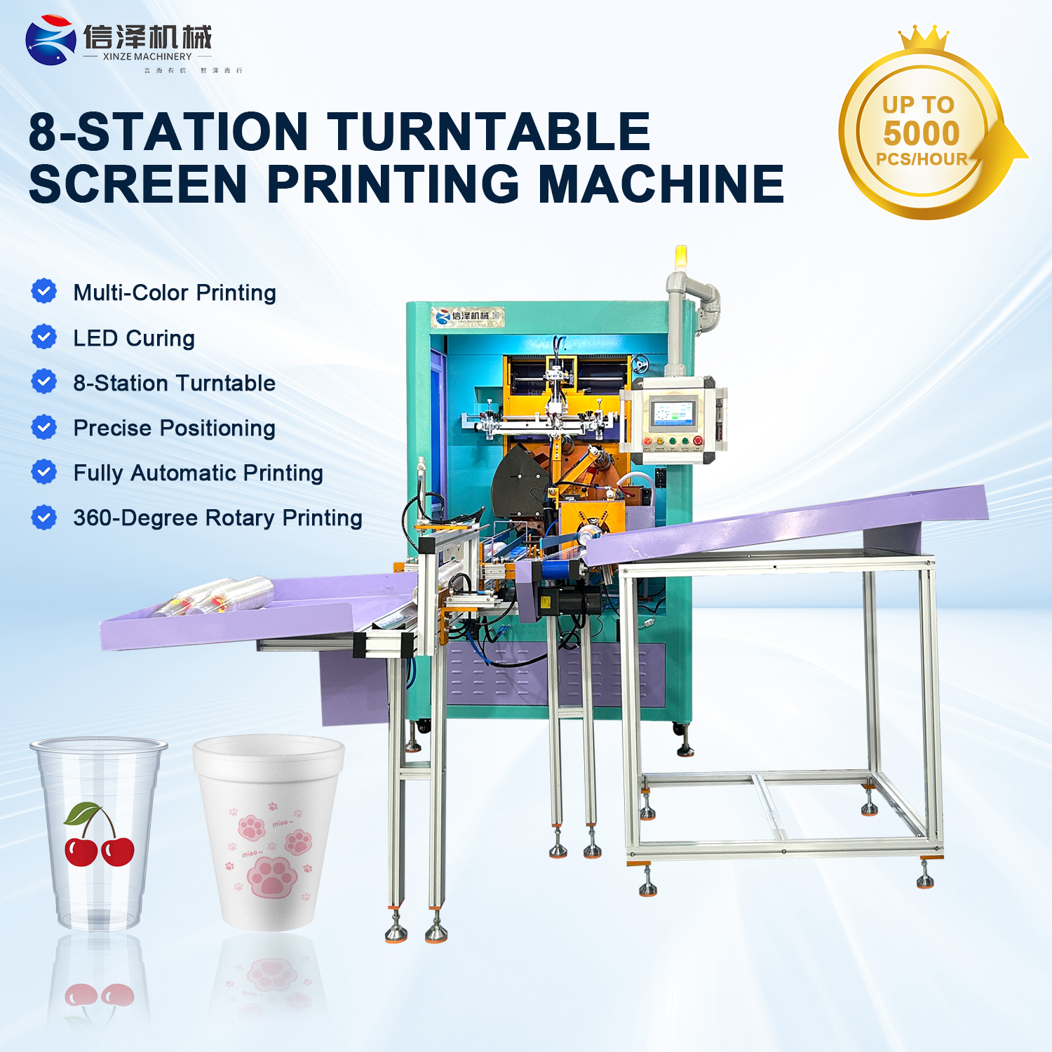 Intelligent High Precision High Speed Automatic Screen Printing Machine with Touch Screen and Servo Drive for Custom Cups